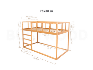 Montessori Kinder-Etagenbett aus Holz für Geschwister (Modell 13)