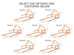Montessori Floor Toddler House Bed with Headboard (Model 3)