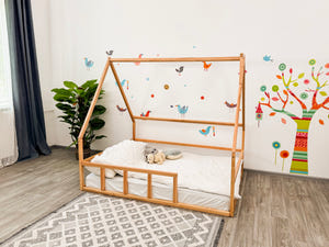 Montessori-Bodenbett für Kleinkinder - Hausbett Kinder - Kletterbett - Kinderbett (Modell 1)