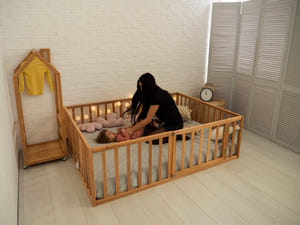 Montessori-Bodenbett mit Lattenrost - Kinderbett aus Holz (Modell 6.2/19)