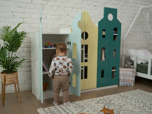 Montessori Kinderkleiderschrank für das Kinderzimmer - Kleiderschrank aus Holz