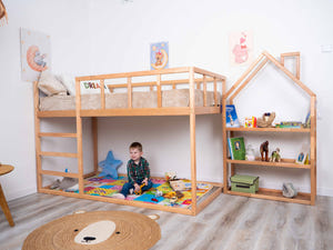 Montessori Kinder-Etagenbett aus Holz für Geschwister (Modell 13)