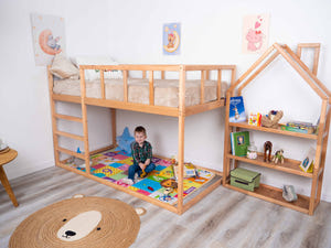 Montessori Kinder-Etagenbett aus Holz für Geschwister (Modell 13)