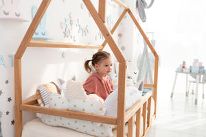 Montessori Bodenbett mit Lattenrost und Klettergerüst (Modell 1)