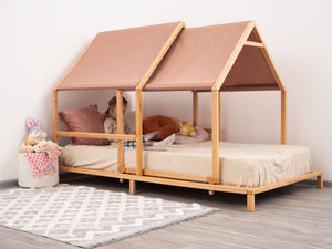 Montessori-Hausbett mit ausziehbarem Dach
