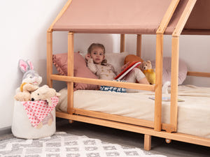 Montessori-Hausbett mit ausziehbarem Dach