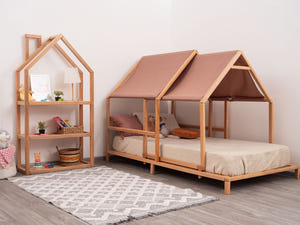 Montessori-Hausbett mit ausziehbarem Dach