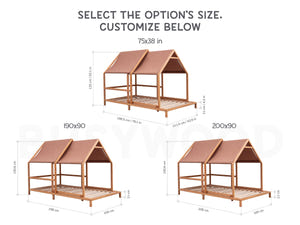Montessori-Hausbett mit ausziehbarem Dach