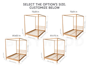 Teenie-Himmelbett mit Beinen und Lattenrost (Modell 8)