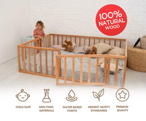 Montessori-Bodenbett mit Lattenrost - Kinderbett aus Holz (Modell 6.2/19)