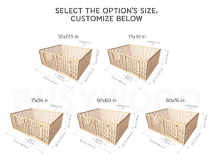 Montessori-Bodenbett mit Rausfallschutz und Lattenrost – Kinderbett für Kleinkinder aus Holz (Modell 6.3/20)