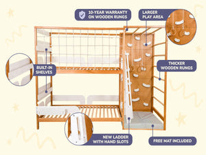 Montessori Jungle Bett – Etagenbett mit optionalem Tisch und Schubladen