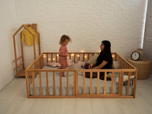 Montessori-Bodenbett mit Lattenrost - Kinderbett aus Holz (Modell 6.2/19)