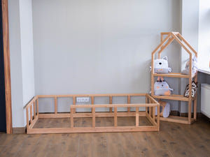 Montessori-Bodenbett mit Rausfallschutz (Modell 10)