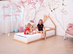 Montessori Floor Toddler House Bed with Headboard (Model 3)